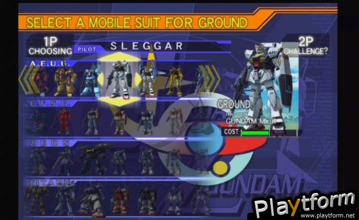 Mobile Suit Gundam: Gundam vs. Zeta Gundam (PlayStation 2)