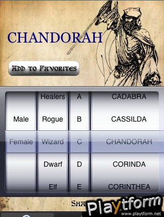 Fantasy Names for Cool Characters (iPhone/iPod)