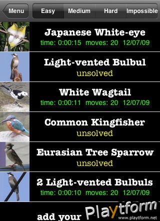 Q's Slider Puzzle: iLove Birds (iPhone/iPod)