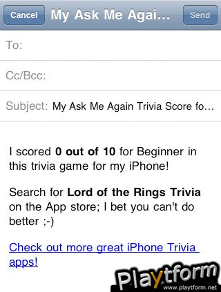 Ask Me Again Trivia: Lord of the Rings Edition (iPhone/iPod)
