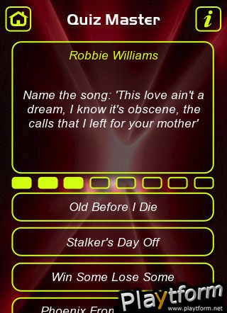 Robbie Williams Music Trivia Quiz (iPhone/iPod)
