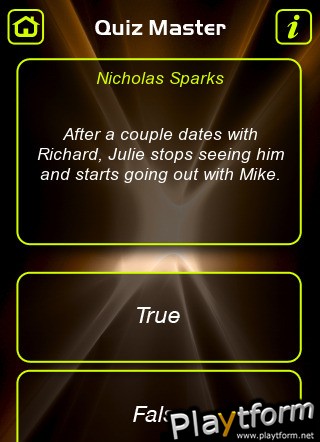 Art & Literature True or False Trivia Quiz (iPhone/iPod)