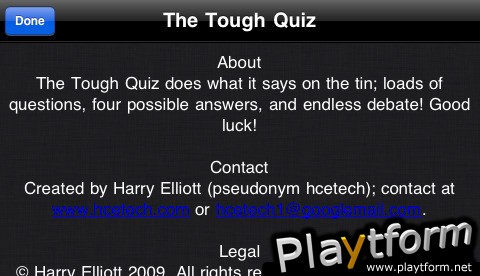 The Tough Quiz (iPhone/iPod)