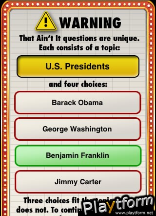 That Ain't It! Trivia Game (iPhone/iPod)