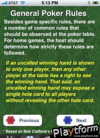 Poker Rules for Dealers (iPhone/iPod)