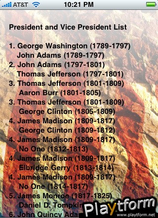 President  Trivia (iPhone/iPod)
