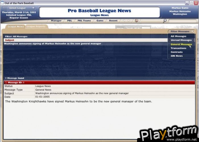 Out of the Park Baseball Manager 2006 (PC)