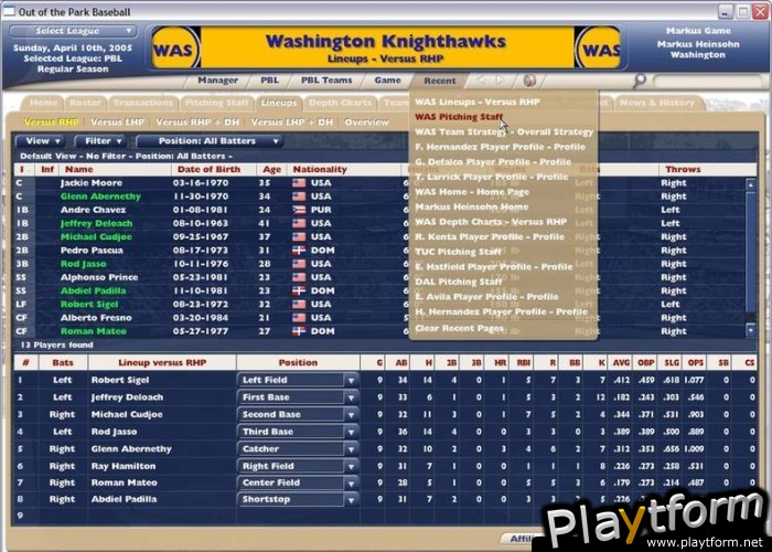 Out of the Park Baseball Manager 2006 (PC)