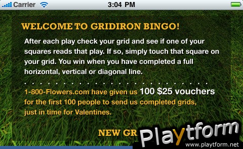 Gridiron Bingo (iPhone/iPod)