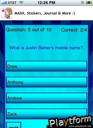 Justin Bieber Trivia (iPhone/iPod)