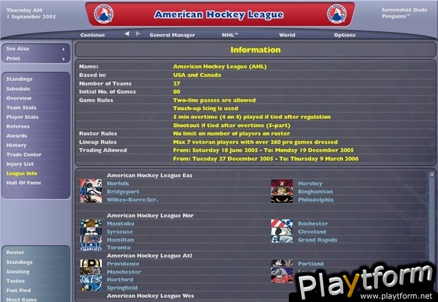 NHL: Eastside Hockey Manager 2005 (PC)