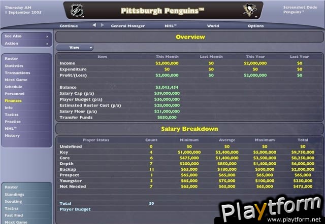 NHL: Eastside Hockey Manager 2005 (PC)