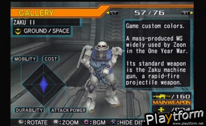 Mobile Suit Gundam: Gundam vs. Zeta Gundam (PlayStation 2)