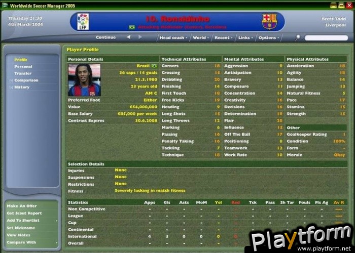 Worldwide Soccer Manager 2005 (PC)