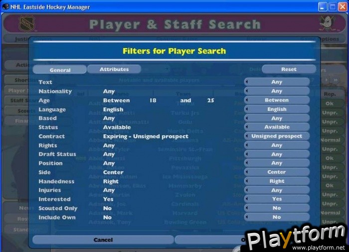 NHL Eastside Hockey Manager (PC)