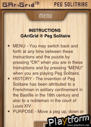 GAriGrid Peg Solitaire (iPhone/iPod)