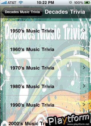 Decades Music Trivia (iPhone/iPod)