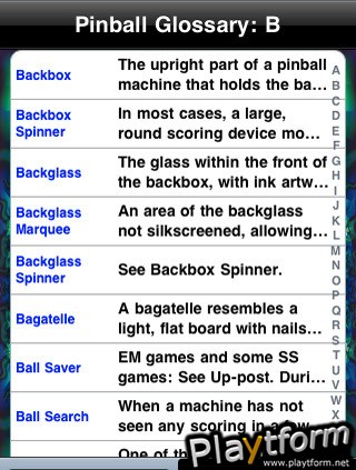 Pinball Glossary (iPhone/iPod)