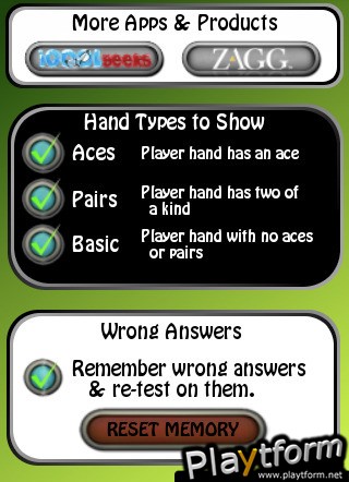 BlackJack Flash Cards - the Key to Perfect Play (iPhone/iPod)