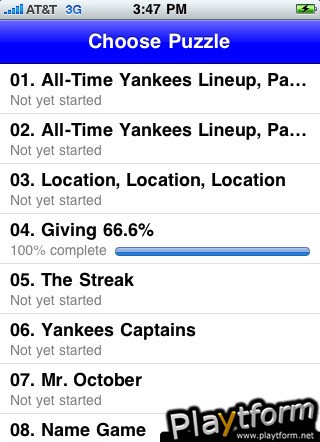 Yanks Crossword Puzzles (iPhone/iPod)