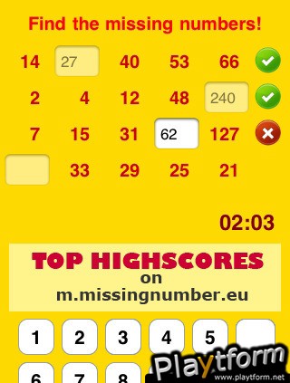 Missing Number Game (iPhone/iPod)