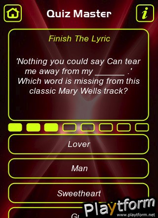 Finish The Song Lyric Trivia Quiz (iPhone/iPod)