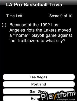 Los Angeles Pro Basketball Trivia (iPhone/iPod)